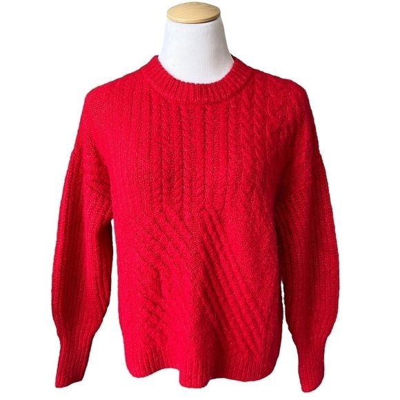Old Navy Red Oversized Chunky Cropped Sweater Size Small - Picture 1 of 12